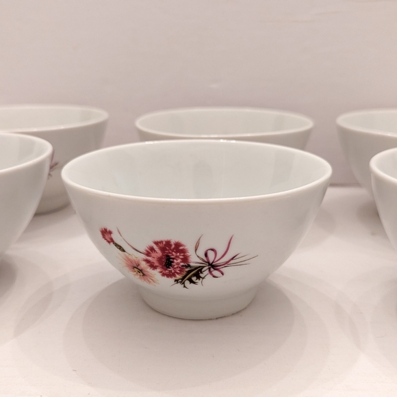 Vintage Stoneware Porcelain Bowls Set | Set of 6 | Floral